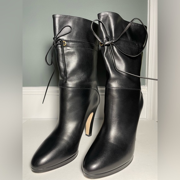 Gucci Charlotte drawstring Black Leather booties 9.5 - Picture 3 of 13
